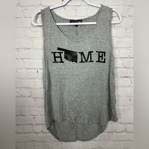 Living Doll Los Angeles‎ gray sleeveless Oklahoma "home" rayon tunic top shirt M